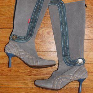 Miss Sixty Gray and Blue Heeled Boots